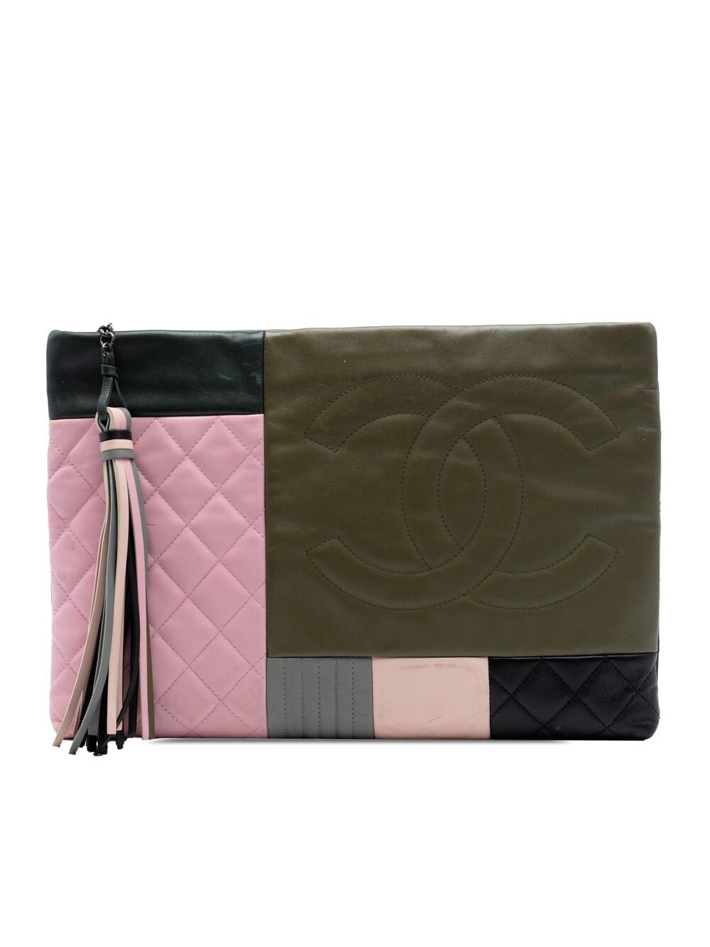 Chanel O Case Clutch Colorblock Quilted #274765C12B